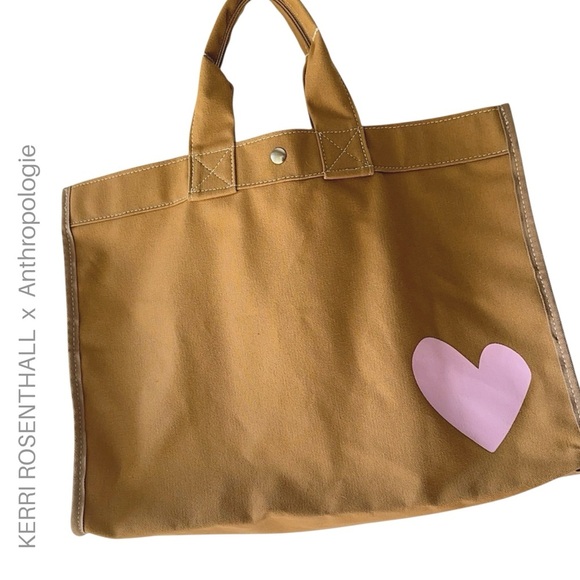 KERRI ROSENTHAL x ANTHROPOLOGIE NWOT IMPERFECT HEART WEEKENDER COTTON CANVAS BAG